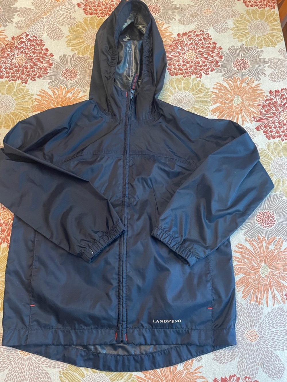 Lands’ End Kids navy blue windbreaker, rain jacket - very nice!
